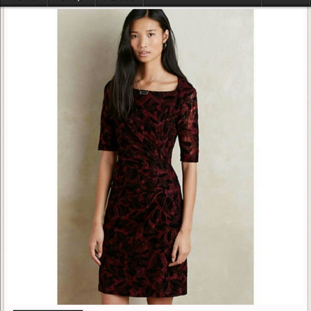 Anthropologie Black and Red Midi Dress